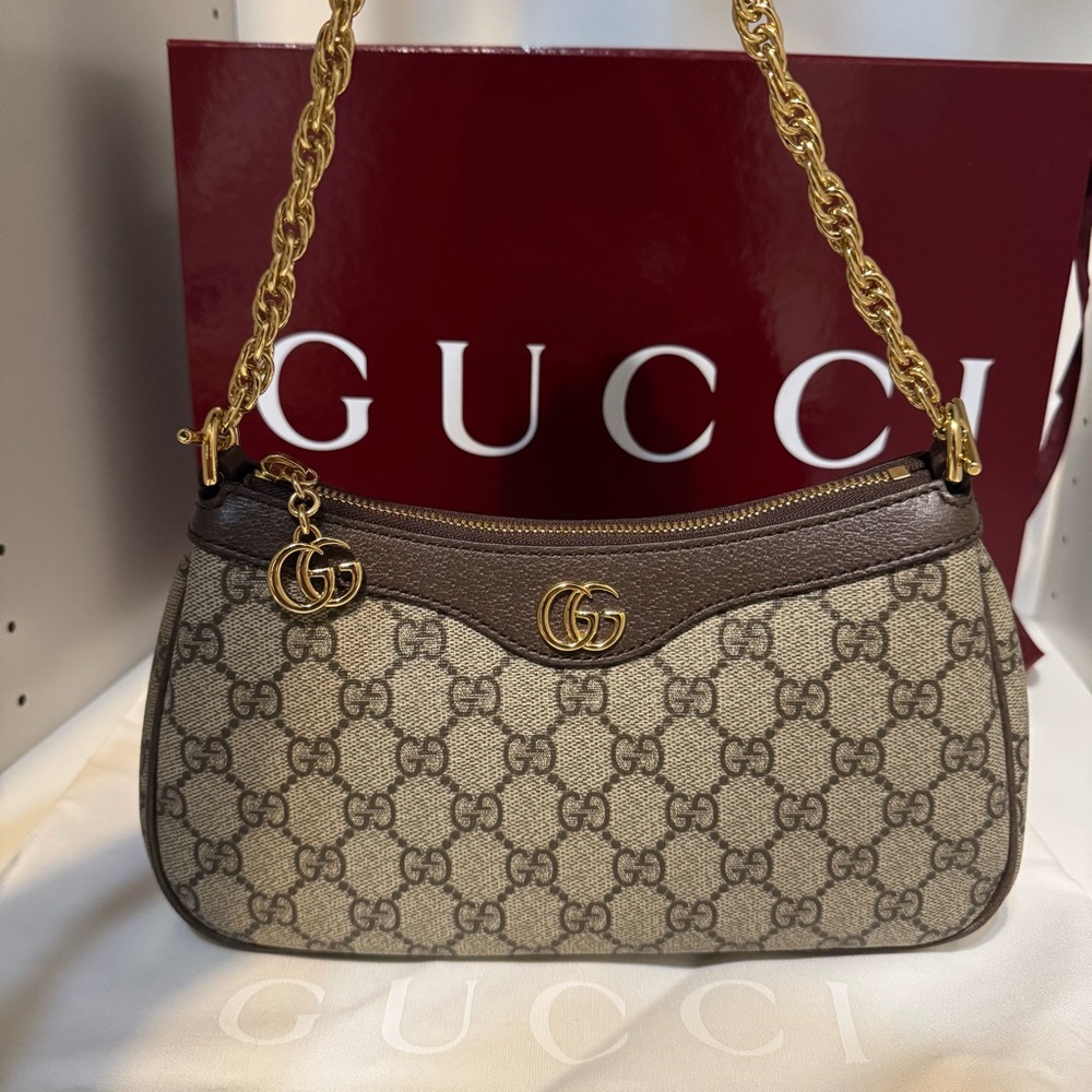 New in box Gucci Ophidia small shoulder bag beige and dark brown GG Supreme - Picture 15 of 16